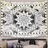 Lofaris Black And White Psychedelic Mandala Wall Tapestry